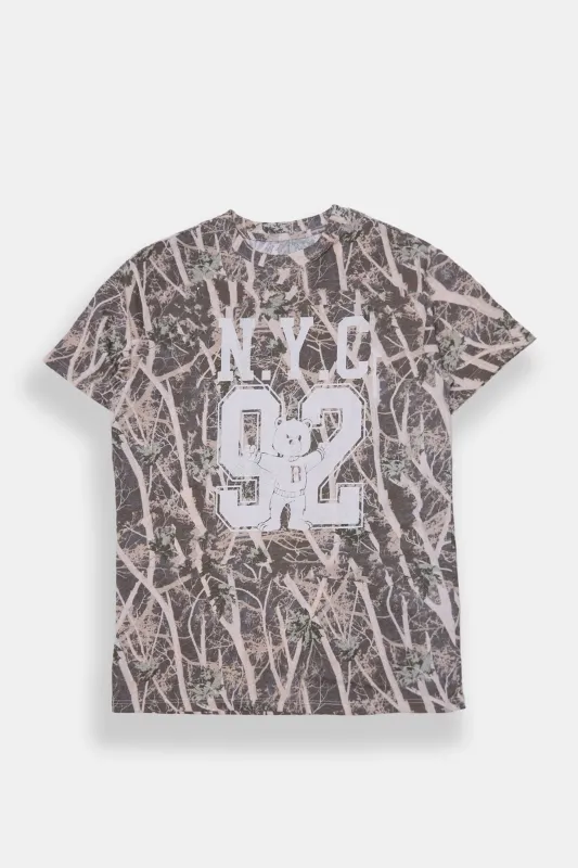 New York City '92 Tree Camouflage Graphic Boyfriend Tee sold by Bluenotes