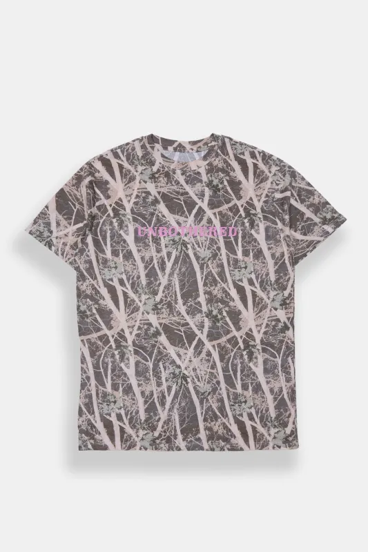 Unbothered Tree Camouflage Graphic Boyfriend Tee sold by Bluenotes