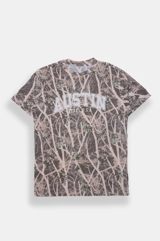 Austin Texas Tree Camouflage Graphic Boyfriend Tee sold by Bluenotes