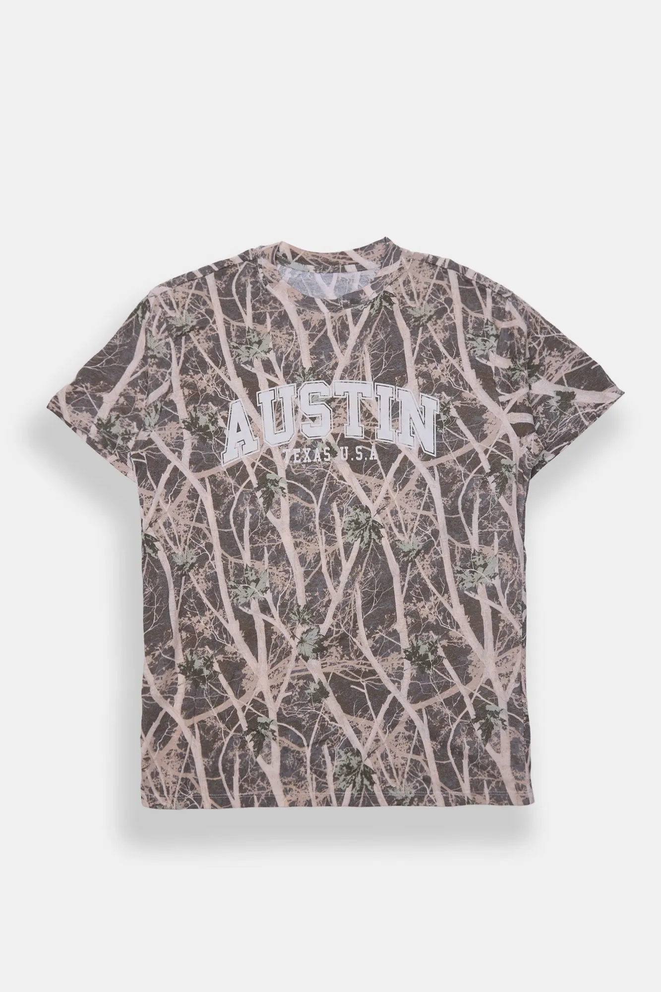 Austin Texas Tree Camouflage Graphic Boyfriend Tee sold by Bluenotes