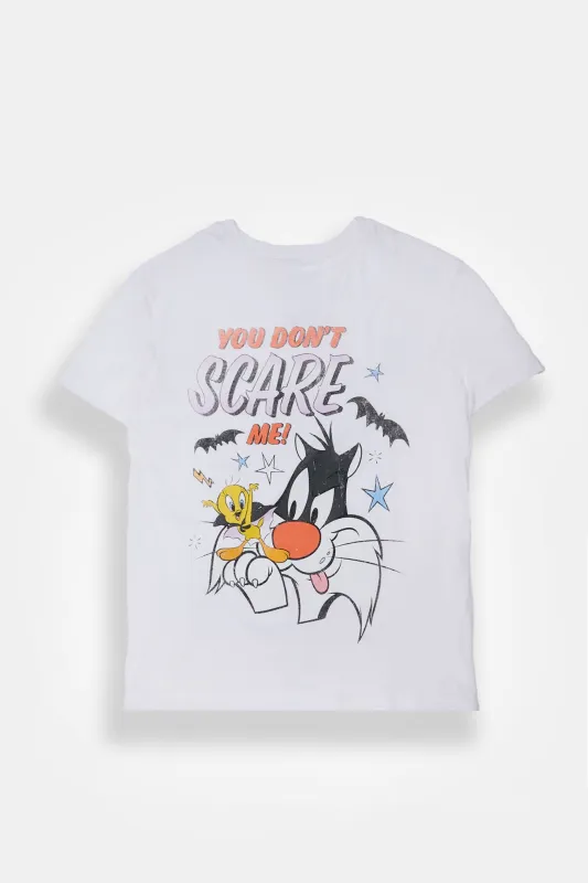 Looney Tunes Halloween Graphic Boyfriend Tee sold by Bluenotes