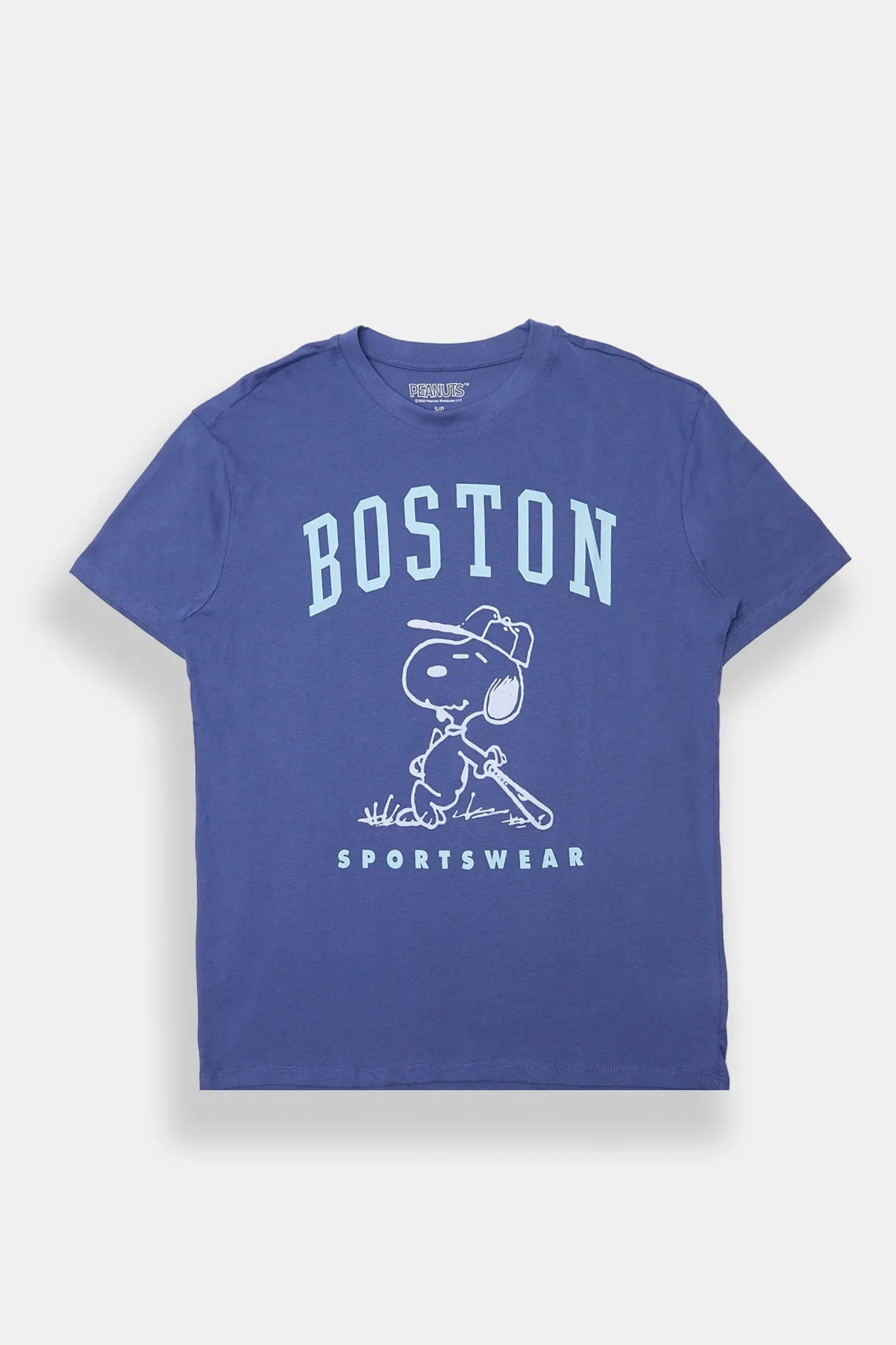 Peanuts Snoopy Boston Sportswear Flocked Graphic Boyfriend Tee sold by Bluenotes