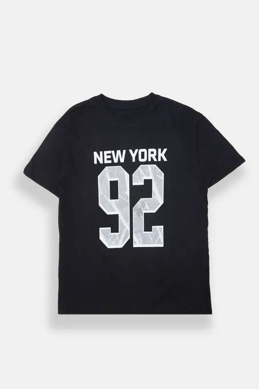 New York '92 Tree Camouflage Graphic Boyfriend Tee sold by Bluenotes
