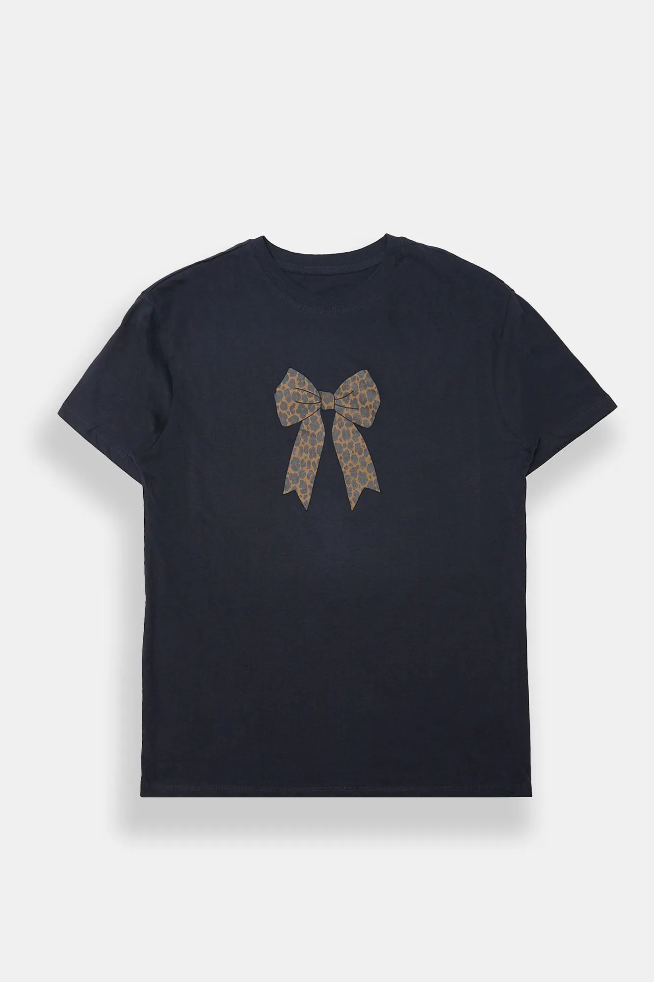 Leopard Bow Graphic Boyfriend Tee sold by Bluenotes