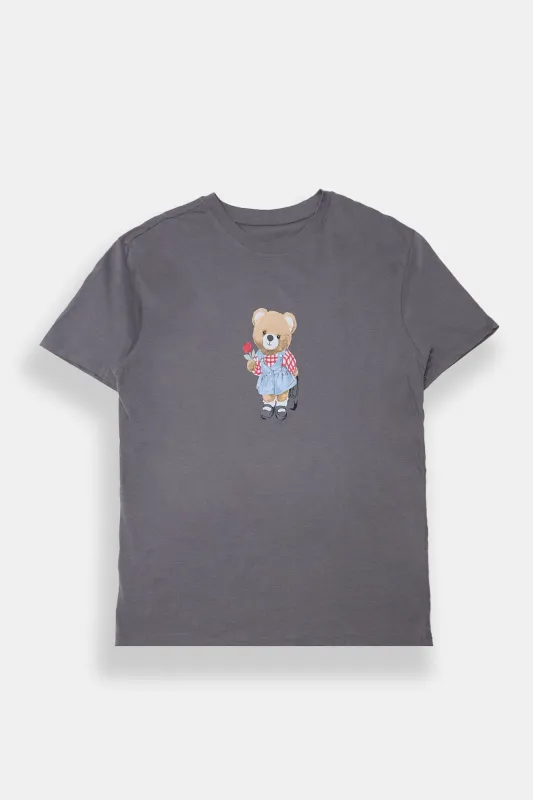 Teddy Bear Rose Graphic Boyfriend Tee sold by Bluenotes