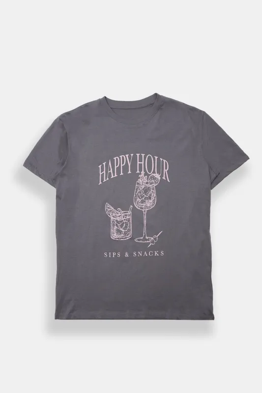 Happy Hour Graphic Boyfriend Tee sold by Bluenotes