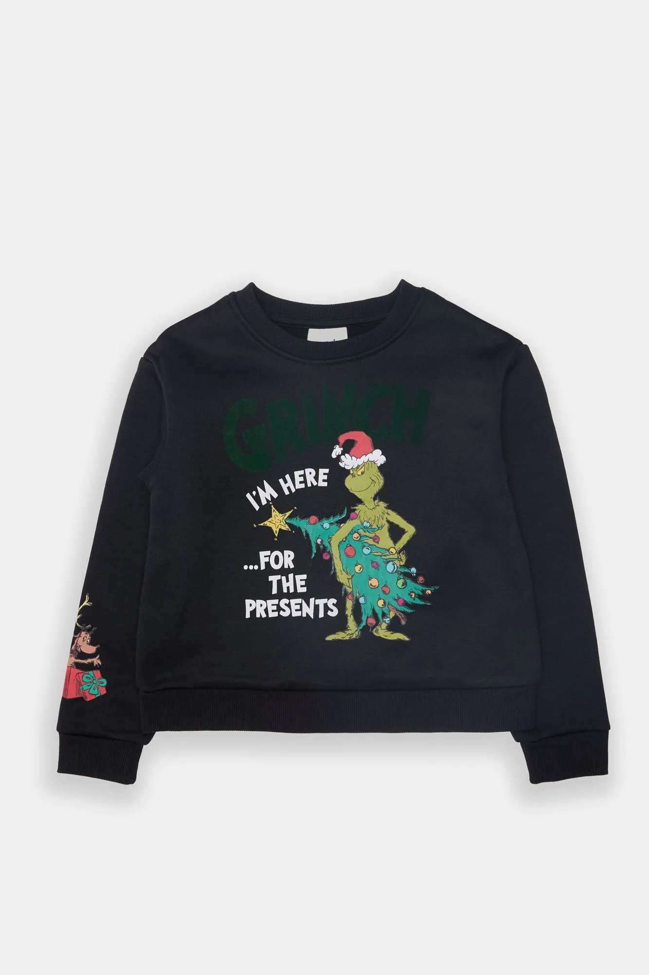 Girls' The Grinch Flocked Crew Neck Sweatshirt sold by Bluenotes