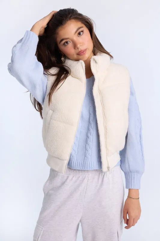 AERO Zip-Up Cropped Puffer Vest sold by Bluenotes