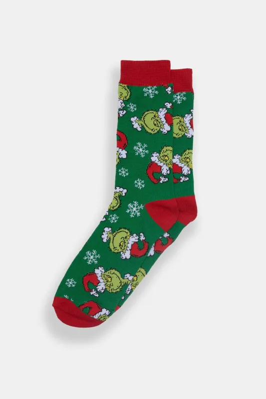 The Grinch Snowflakes Crew Socks sold by Bluenotes
