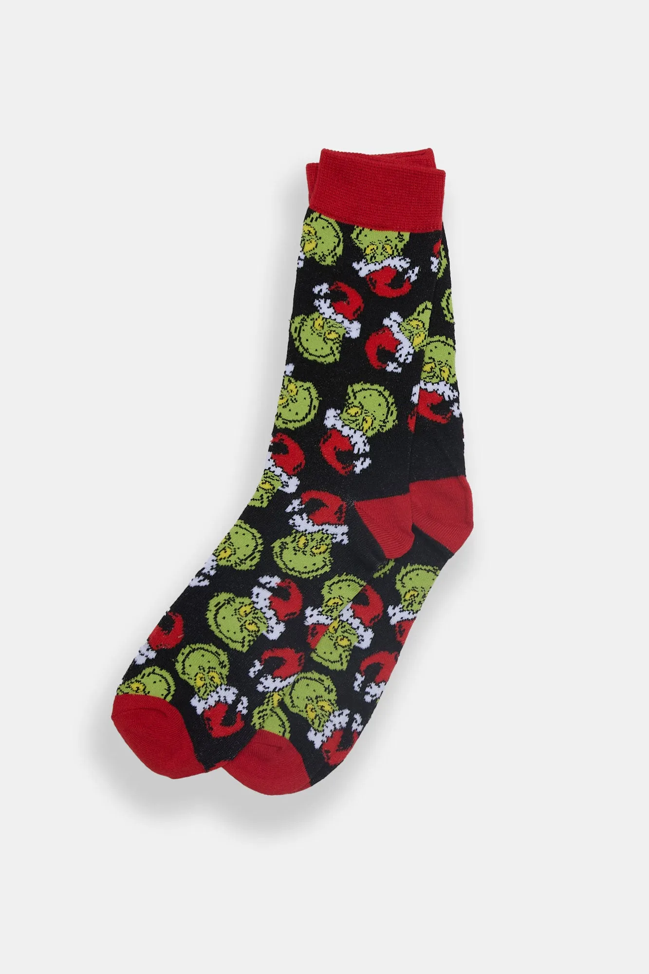The Grinch Santa Hat Crew Socks sold by Bluenotes