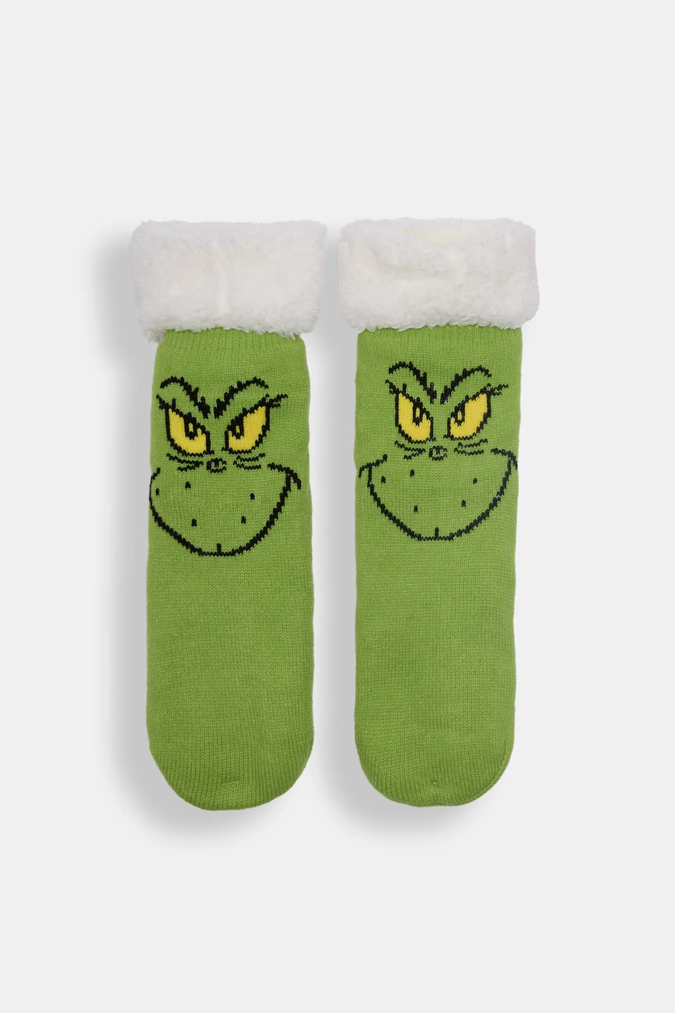 The Grinch Smile Sherpa-Lined Reading Socks sold by Bluenotes