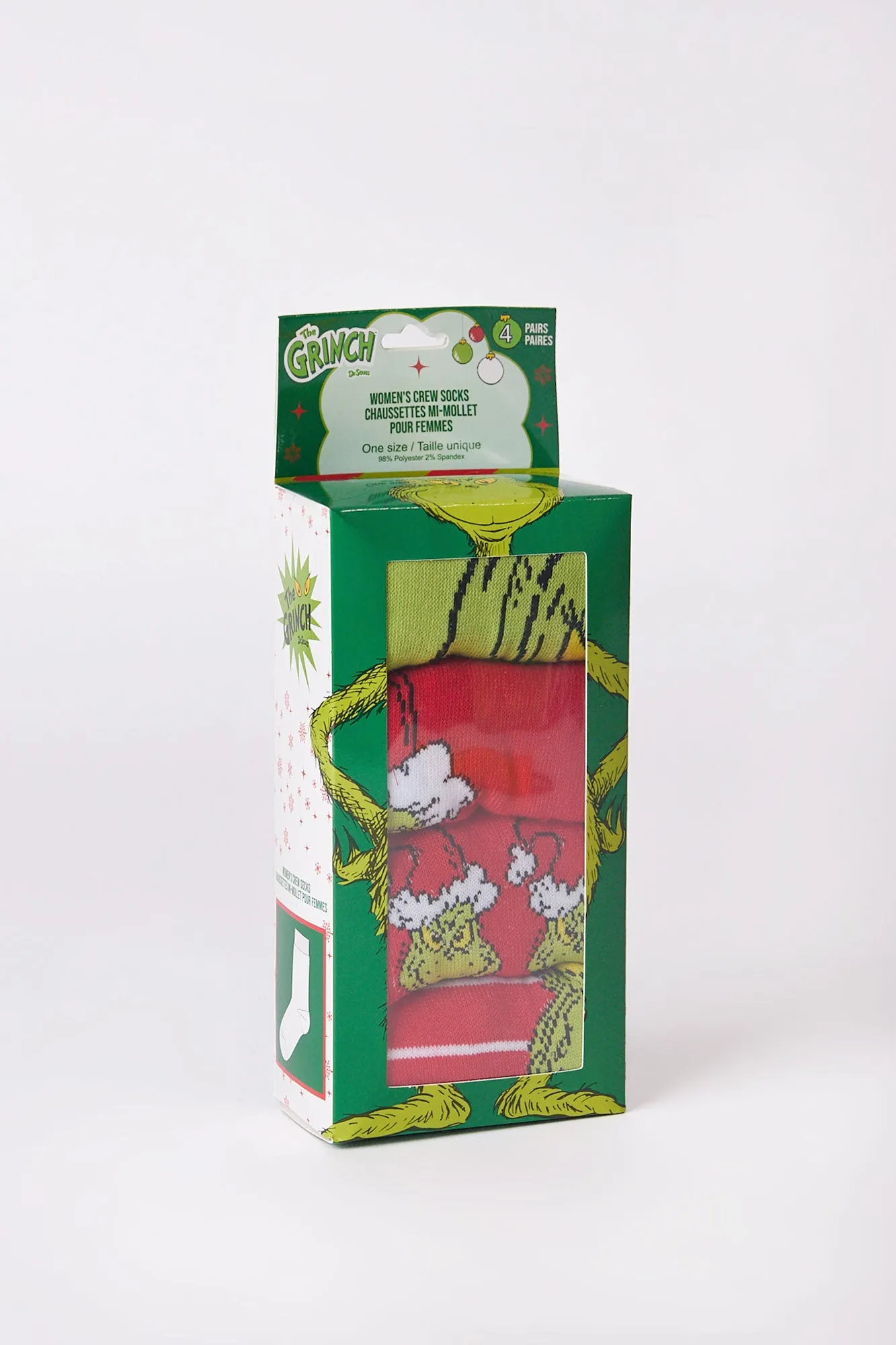 The Grinch Printed Crew Socks 4-Pack sold by Bluenotes