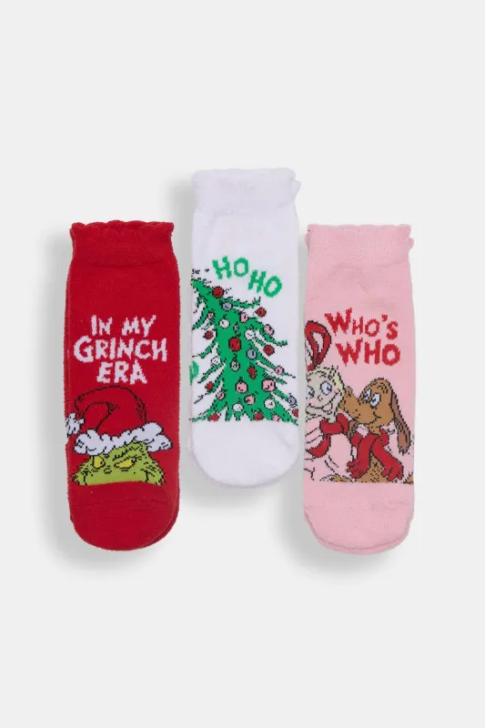 The Grinch Printed Cozy Ankle Socks 3-Pack sold by Bluenotes
