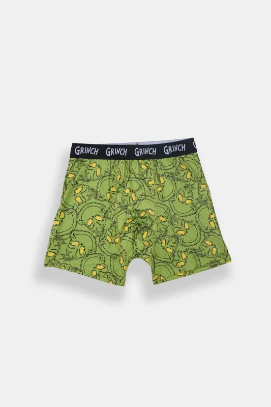 The Grinch Face Printed Boxer Briefs sold by Bluenotes