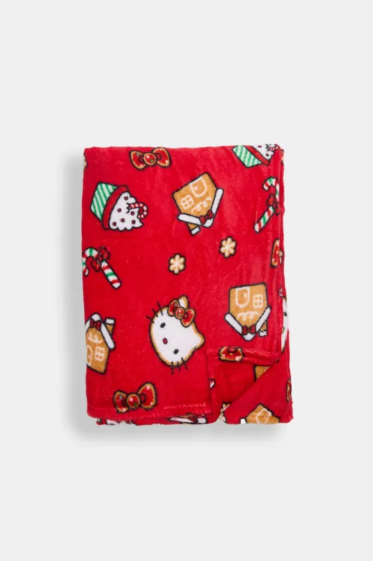 Hello Kitty Candy Cane Plush Blanket sold by Bluenotes