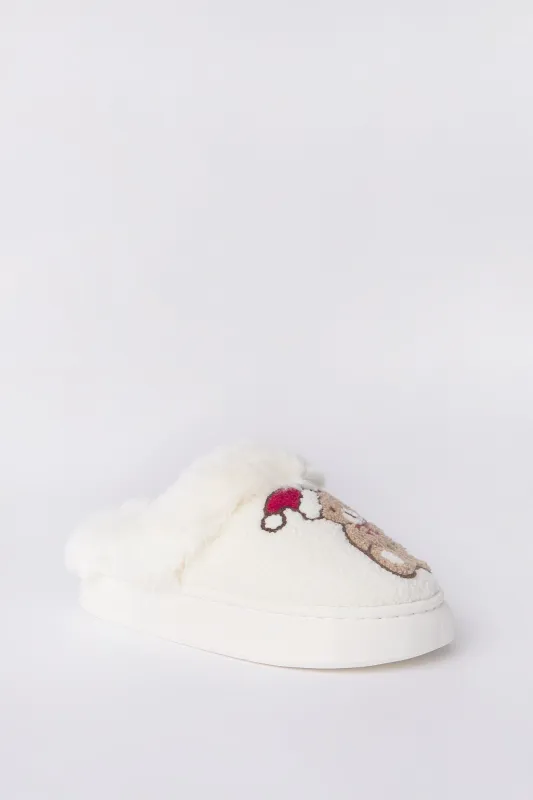 Faux-Shearling Scuff Plush Slippers sold by Bluenotes