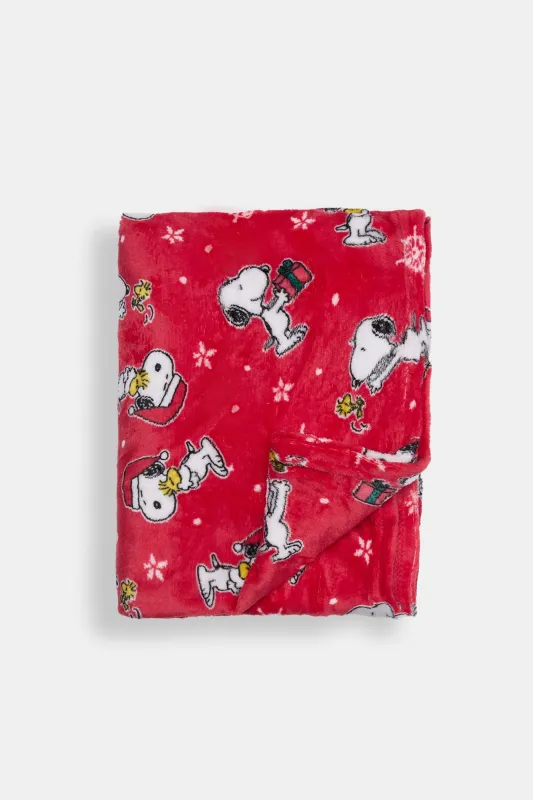 Peanuts Snoopy Christmas Snow Plush Blanket sold by Bluenotes
