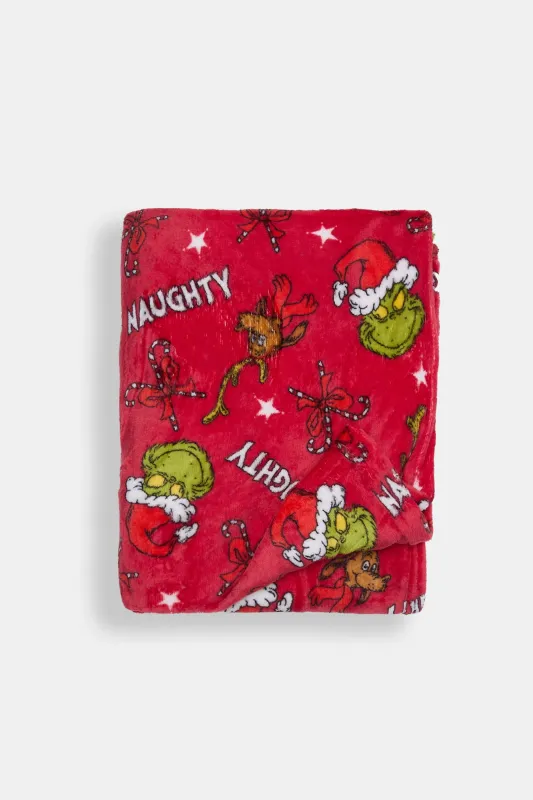 The Grinch Candy Cane Plush Blanket sold by Bluenotes