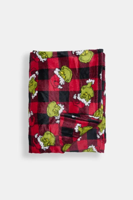 The Grinch Plaid Plush Blanket sold by Bluenotes