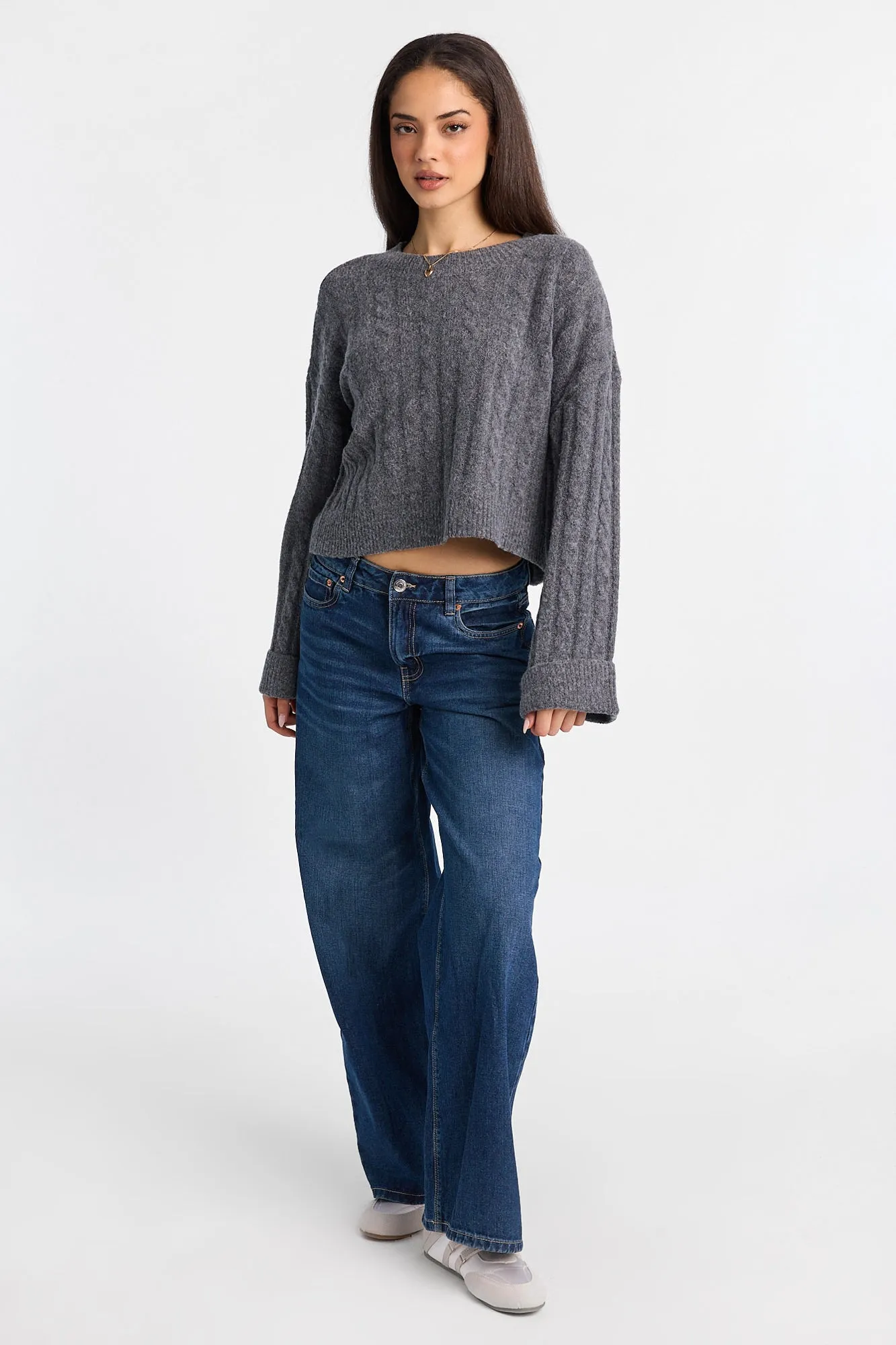 AERO Cable Knit Crew Neck Sweater sold by Bluenotes product image thumbnail 4