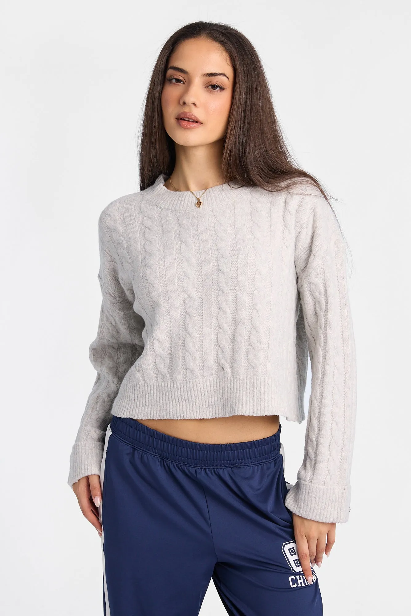 AERO Cable Knit Crew Neck Sweater sold by Bluenotes product image thumbnail 5