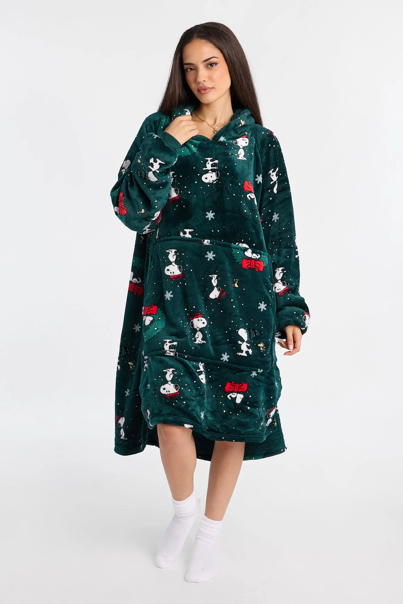 Peanuts Snoopy Wreath Printed Oversized Blanket Hoodie sold by Bluenotes