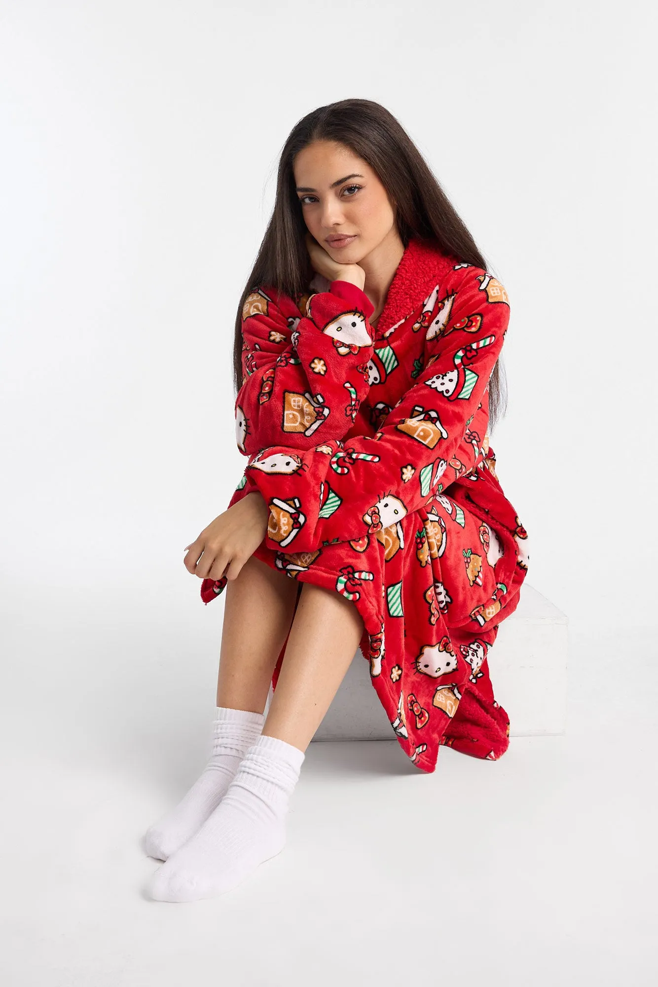 Hello Kitty Candy Cane Printed Oversized Blanket Hoodie sold by Bluenotes product image thumbnail 5