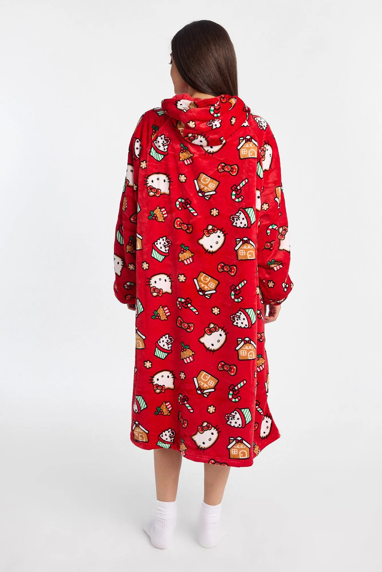 Hello Kitty Candy Cane Printed Oversized Blanket Hoodie sold by Bluenotes product image thumbnail 3