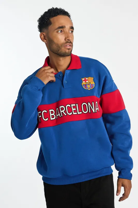 Barcelona Football Club Colour Block Polo Sweatshirt made by Aeropostale