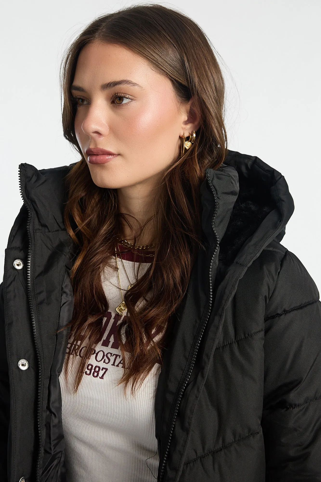 Long Hooded Puffer Jacket sold by Bluenotes product image thumbnail 5