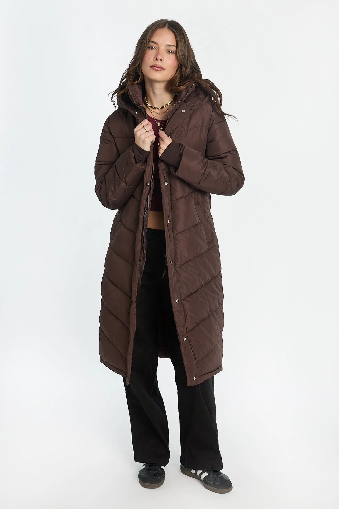 Long Hooded Puffer Jacket sold by Bluenotes