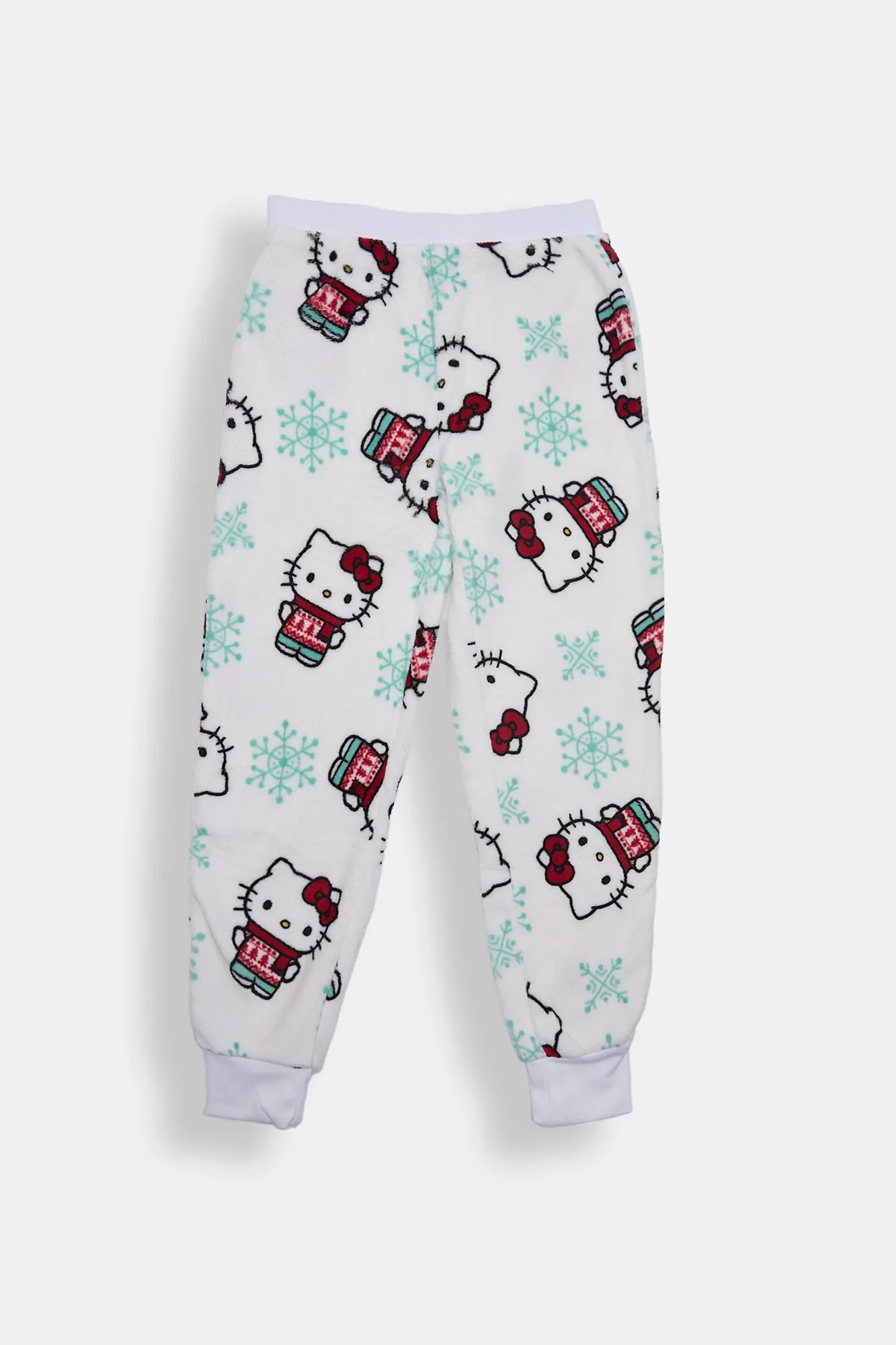 Girls' Hello Kitty Snowflakes Plush Pajama Jogger sold by Bluenotes