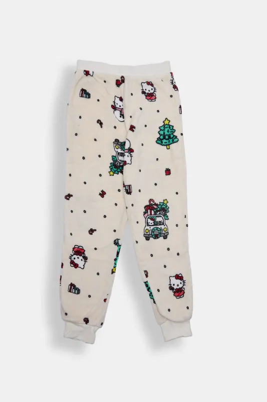 Girls' Hello Kitty Christmas Tree Plush Pajama Jogger sold by Bluenotes