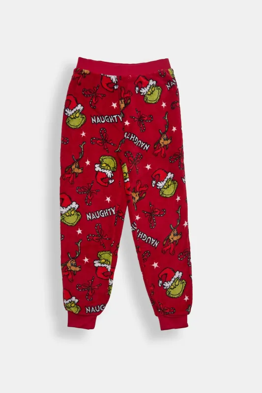 Girls' The Grinch Naughty Who Me Plush Pajama Jogger sold by Bluenotes