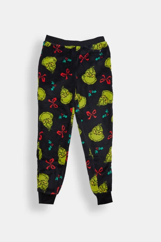 Girls' The Grinch Bow Plush Pajama Jogger sold by Bluenotes