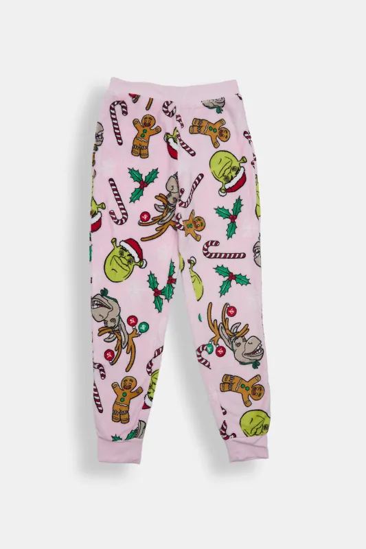 Girls' Shrek Holiday Plush Pajama Jogger sold by Bluenotes