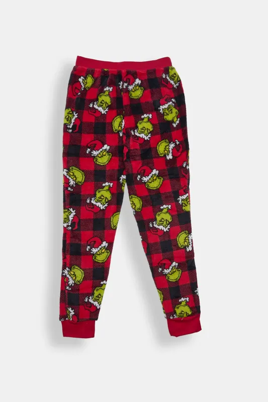 Girls' The Grinch Plaid Plush Pajama Jogger sold by Bluenotes