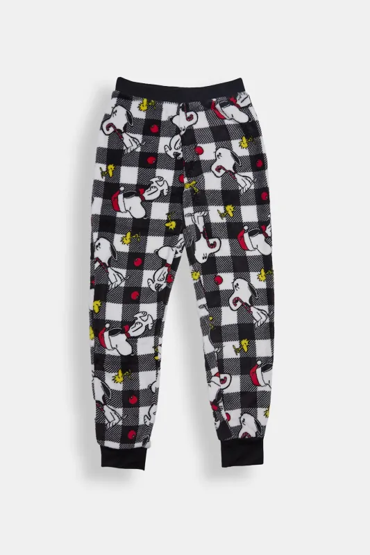 Girls' Peanuts Plaid Plush Pajama Jogger sold by Bluenotes
