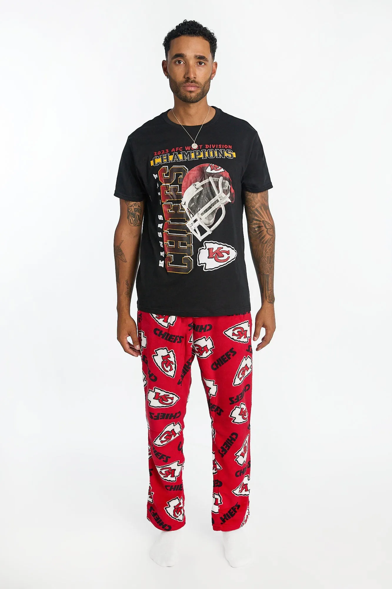 Kansas City Chiefs Graphic Tee And Plush Pants Pajama 2-Piece Set sold by Bluenotes