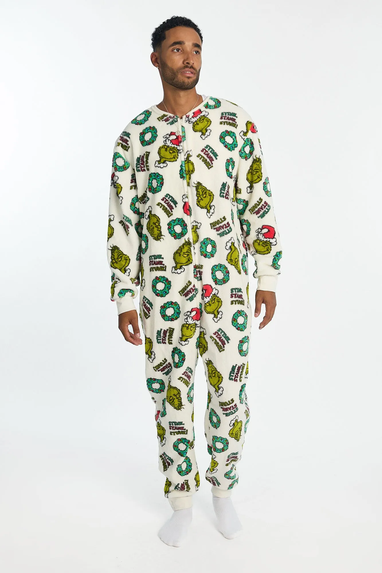 The Grinch Stink Stank Stunk Printed Crew Neck Plush Onesie sold by Bluenotes