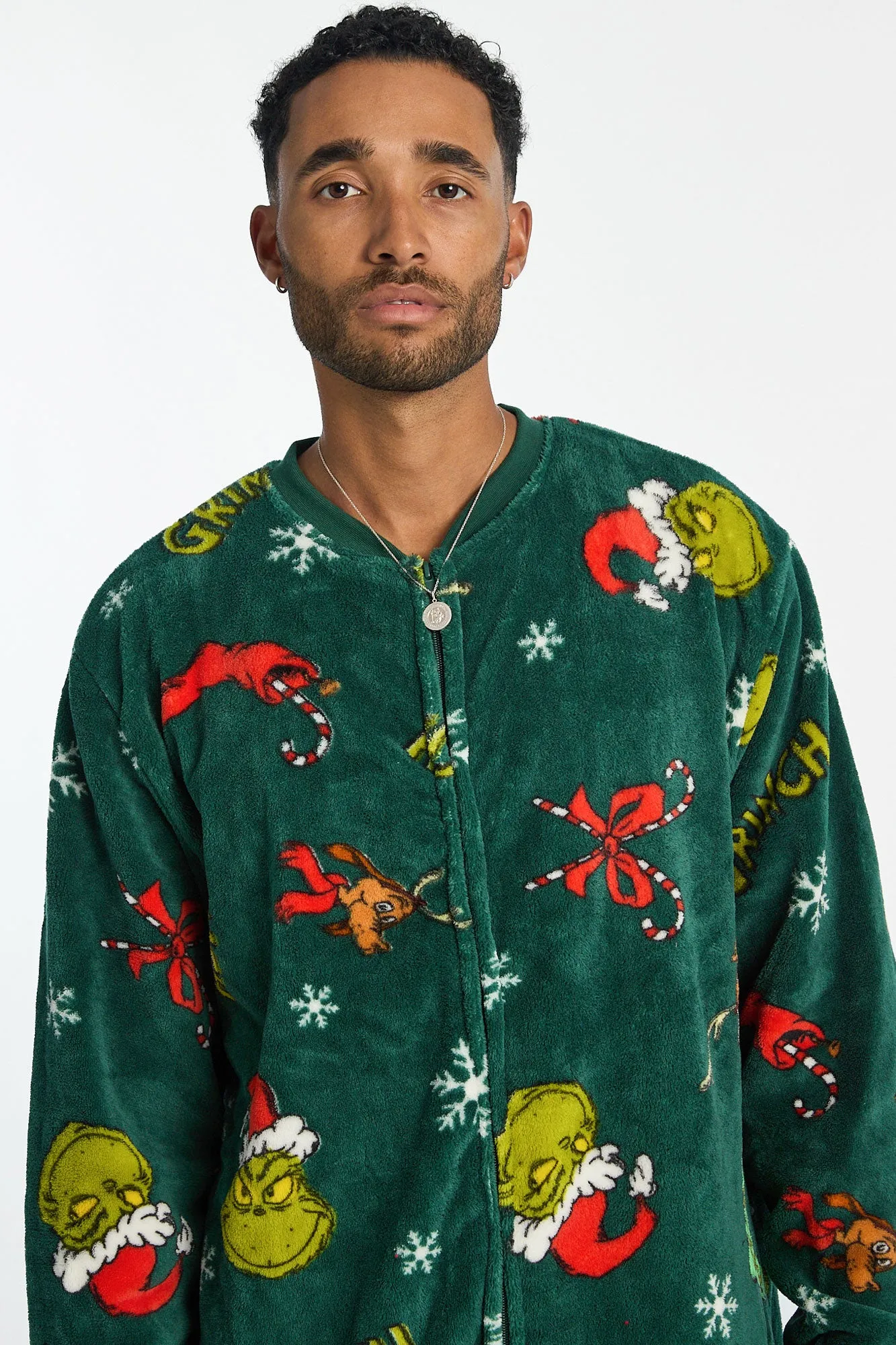 The Grinch Snowflakes Printed Plush Crew Neck Onesie sold by Bluenotes product image thumbnail 3