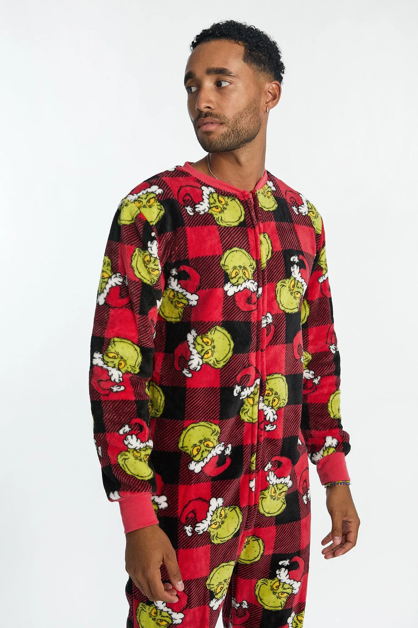 The Grinch Plaid Printed Crew Neck Plush Onesie sold by Bluenotes product image thumbnail 4