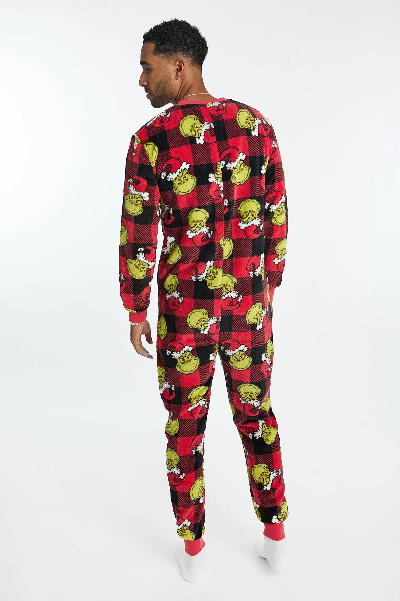 The Grinch Plaid Printed Crew Neck Plush Onesie sold by Bluenotes product image thumbnail 3