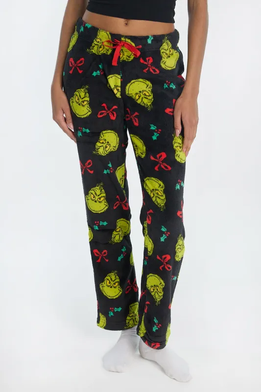 The Grinch Bow Plush Pajama Pants sold by Bluenotes