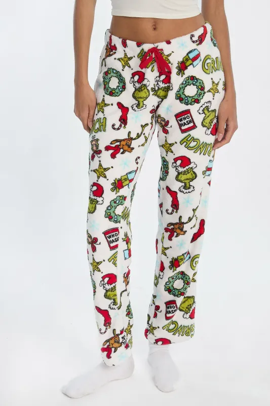 The Grinch Wreath Plush Pajama Pants sold by Bluenotes