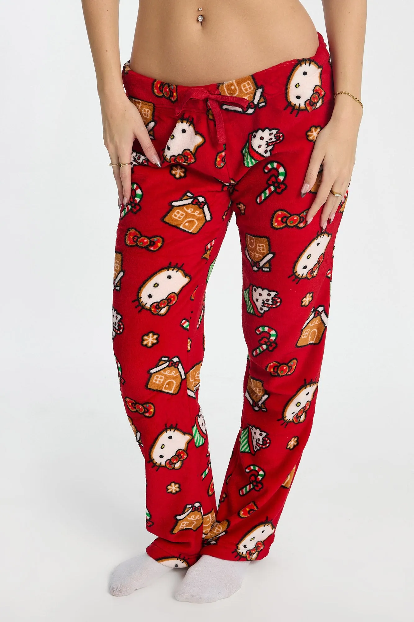Hello Kitty Candy Cane Plush Pajama Pants sold by Bluenotes