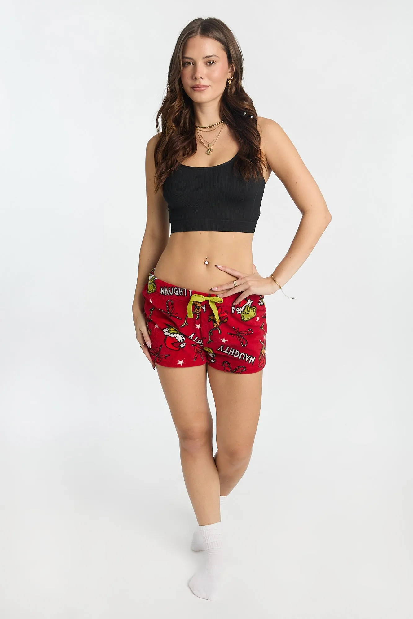 The Grinch Naughty Or Nice Plush Pajama Shorts sold by Bluenotes product image thumbnail 4