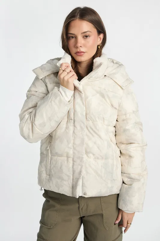 AERO Faux-Fur Lined Midi Hooded Puffer Jacket sold by Bluenotes