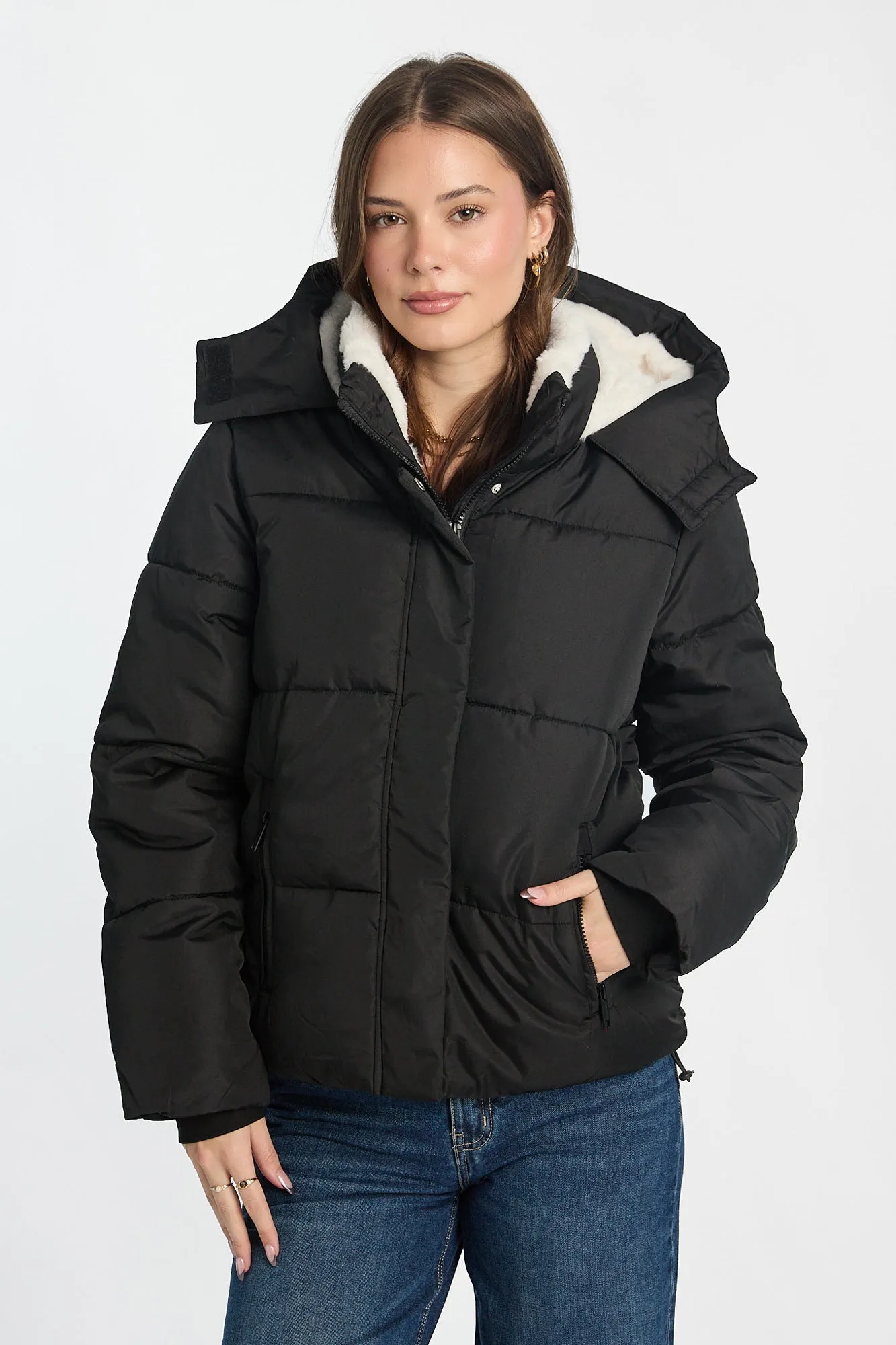AERO Faux-Fur Lined Midi Hooded Puffer Jacket sold by Bluenotes product image thumbnail 2