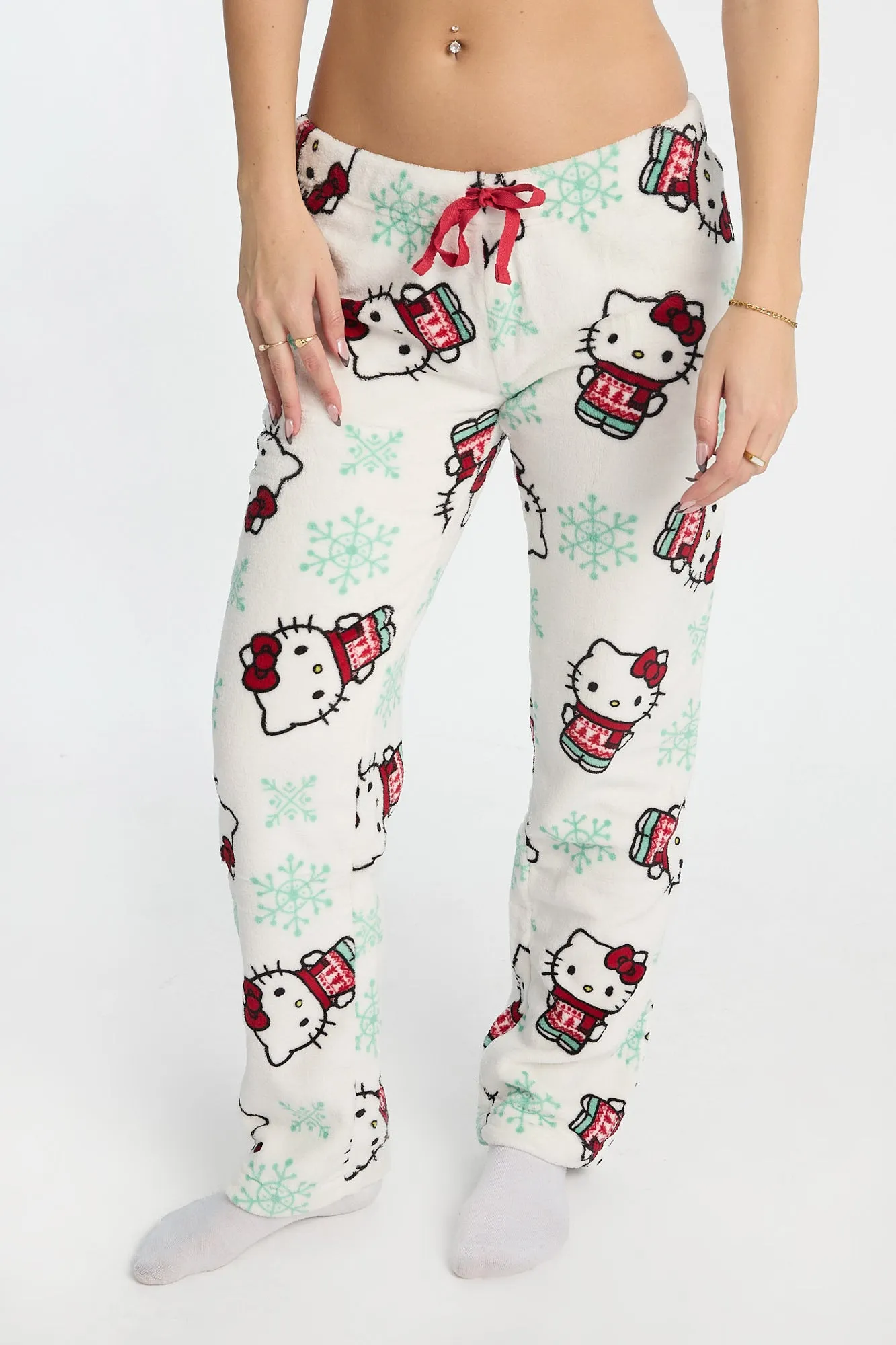 Hello Kitty Snowflakes Plush Pajama Pants sold by Bluenotes